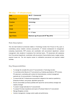 SM (Ops â IT Infrastructure) Role Description Key Responsibilities