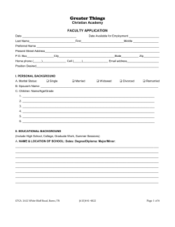 GTCA Employment Application - Greater Things Christian Academy