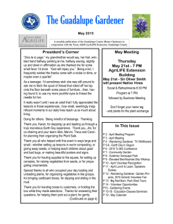 May 2015 Newsletter - Guadalupe County Master Gardeners
