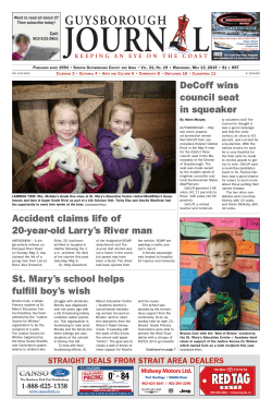 St. Mary`s school helps fulfill boy`s wish DeCoff wins council seat in