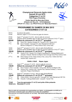 PROGRAMME DU SAMEDI 30 MAI 2015 CATEGORIES C1 ET C2