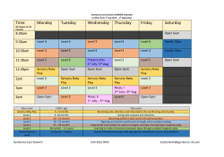 Gymboree East Dulwich timetable JULY and AUGUST 2015