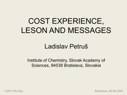 COST EXPERIENCE, LESON AND MESSAGES