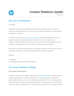 IR Newsletter - March 2015 - HP | Investor Relations