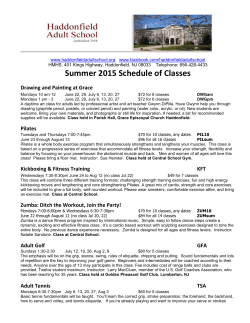 Summer 2015 Schedule of Classes