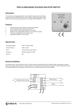 Mains Isolate Switch Instructions (UI-MISW-01)