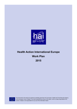 Health Action International Europe Work Plan 2015