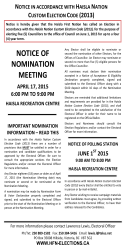 HFN Notice of Nomination Meeting (Revised)