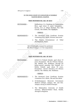 Special Judgement WRIT PETITIION NO. 326 OF 2015
