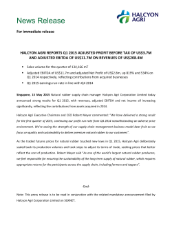 Press Release - Halcyon Agri Corporation Limited
