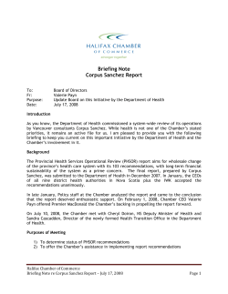 Briefing Note Corpus Sanchez Report