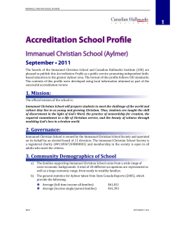 Immanuel Christian School - Canadian Hallmarks Institute