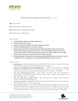 Management Report for June 12, 2015