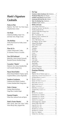 Cocktail Menu - Hank`s Seafood Restaurant