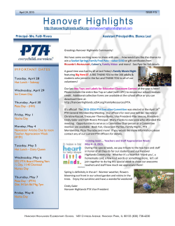 PTA newsletter - Hanover Highlands Elementary School