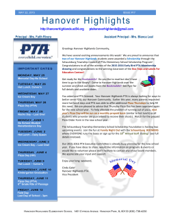 PTA Newsletter - Hanover Highlands Elementary School