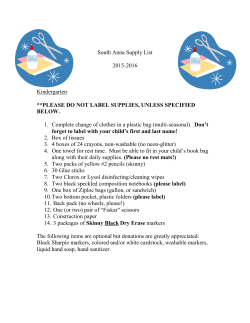 South Anna Supply List 2015-2016 Kindergarten **PLEASE DO