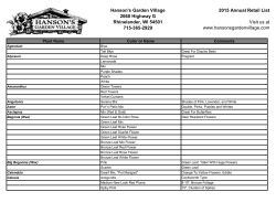Annual List 2015 - Hanson`s Garden Village