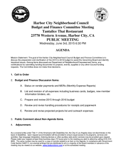 Harbor City Neighborhood Council Budget and Finance Committee