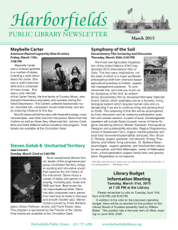 March 2015 Newsletter - Harborfields Public Library