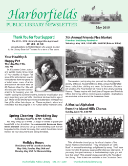 May 2015 Newsletter - Harborfields Public Library
