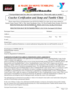 Coaches Certification and Jump and Tumble Clinic Registration Form