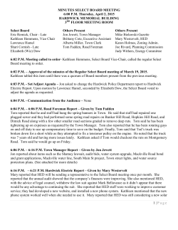 Select Board Minutes for April 2, 2015