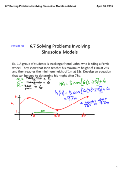 6.7 Solving Problems Involving Sinusoidal Models.notebook