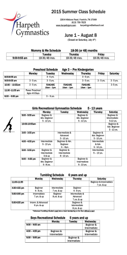 the 2015 Summer Class Schedule here.