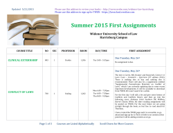 Summer 2015 First Assignments
