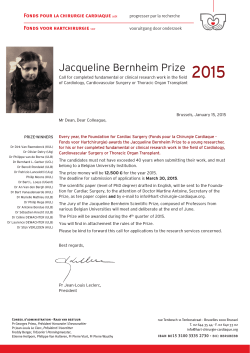 Jacqueline Bernheim Prize - Fonds pour la chirurgie cardiaque