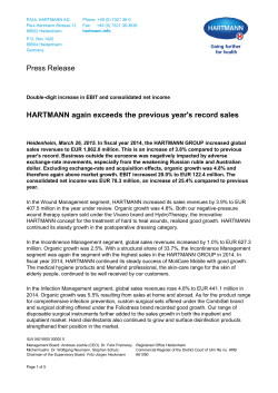 Press Release HARTMANN again exceeds the previous year`s