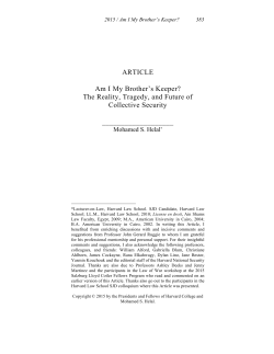 Am I My Brother`s Keeper? - Harvard National Security Journal