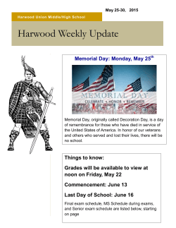 Harwood Newsletter May 25-30 With Calendar