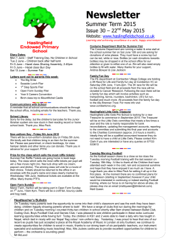 Newsletter 30 - 22nd May 2015
