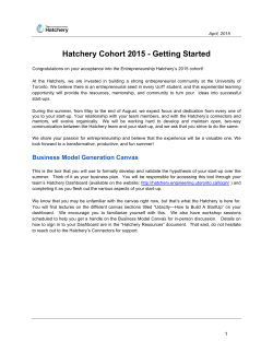 Hatchery Cohort 2015 - Getting Started
