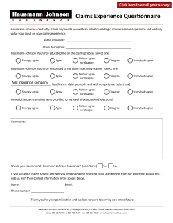 Claims Experience Questionnaire
