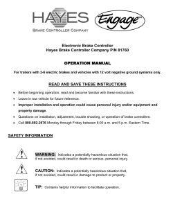 Operation Manual - Hayes Brake Controller