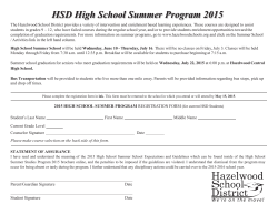 HSD High School Summer Program 2015