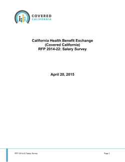 RFP 2014-22 Salary Survey - California`s Health Benefit Exchange