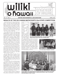 RESULTS OF THE 2015 HAWAII MATHCOUNTS 32nd STATE