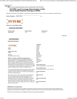 FUTURE Local Coverage Determination for Home Health