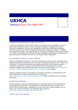 UKHCA Working for QUALITY in HOME CARE April 15