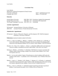 Curriculum Vitae Louis Manfra Department of Human Development