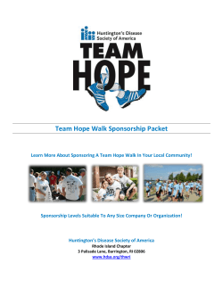 Rhode Island Team Hope sponsorship Walk packet