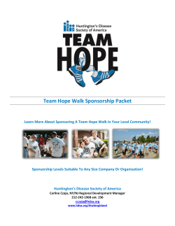 Team Hope Walk Sponsorship Packet
