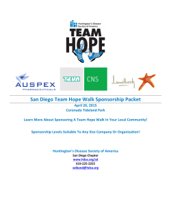 San Diego Team Hope Walk Sponsorship Packet