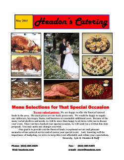 Headon`s Complete Catering Menues