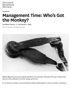 Management Time: Who`s Got the Monkey?