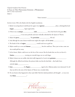 A Tale of Two Princesses Episode 3 Worksheet page 1